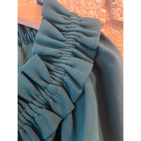 J.Crew Womens Teal Ruffled Collar Long Sleeve Blouse S Lightweight Polyester - Picture 5 of 6